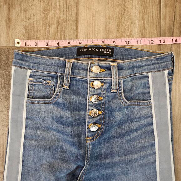 Veronica Beard Carolyn Baby Boot Jeans 26 High Rise Button Fly Tuxedo Stripe - Picture 3 of 12